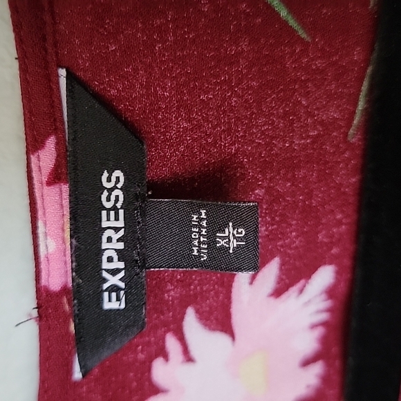 Express Romantic floral long sleeve surplice peplum top XL - Picture 3 of 8